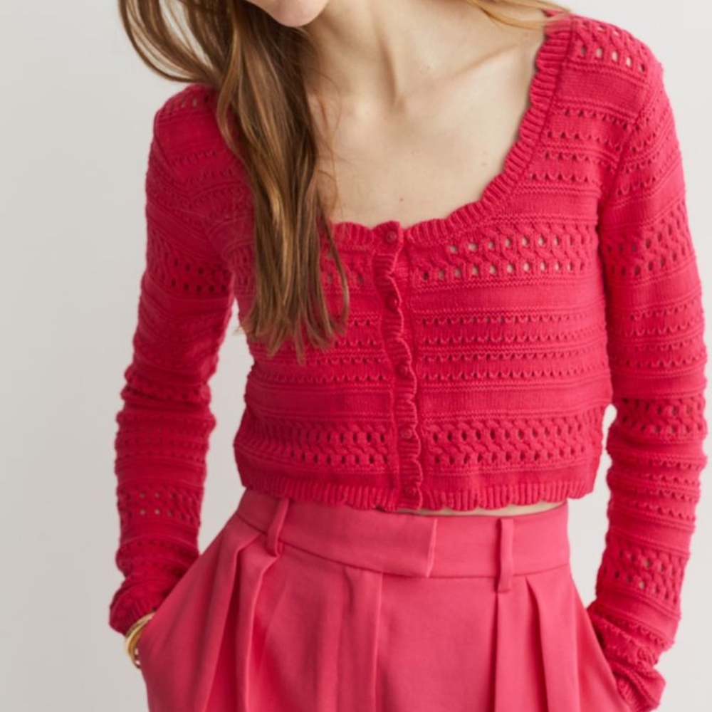 H&M CROPPED KNIT CARDIGAN (PINK)